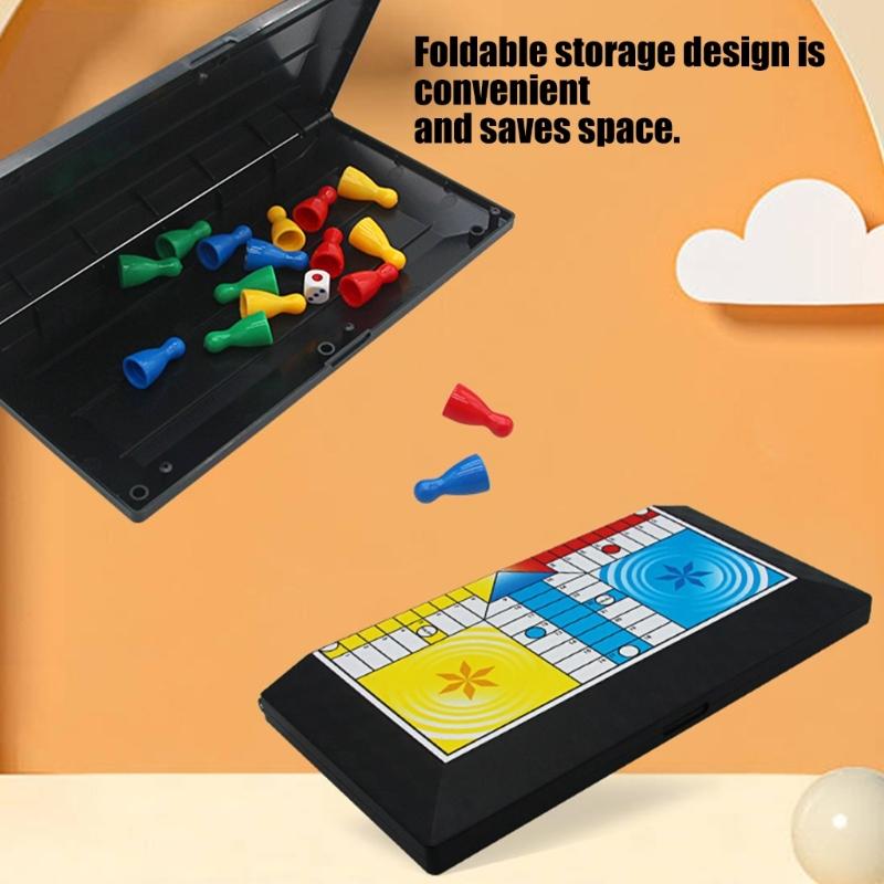 Tragbares Plastik-Ludo-Brettspiel-Set Für Familienreisen Und Outdoor-Aktivitäten Mit Helle Farbe
