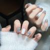 Woman Glossy Fake Nail Cat Eye Glittering Short Square Artificial Nail for Women and Girl Party Activity