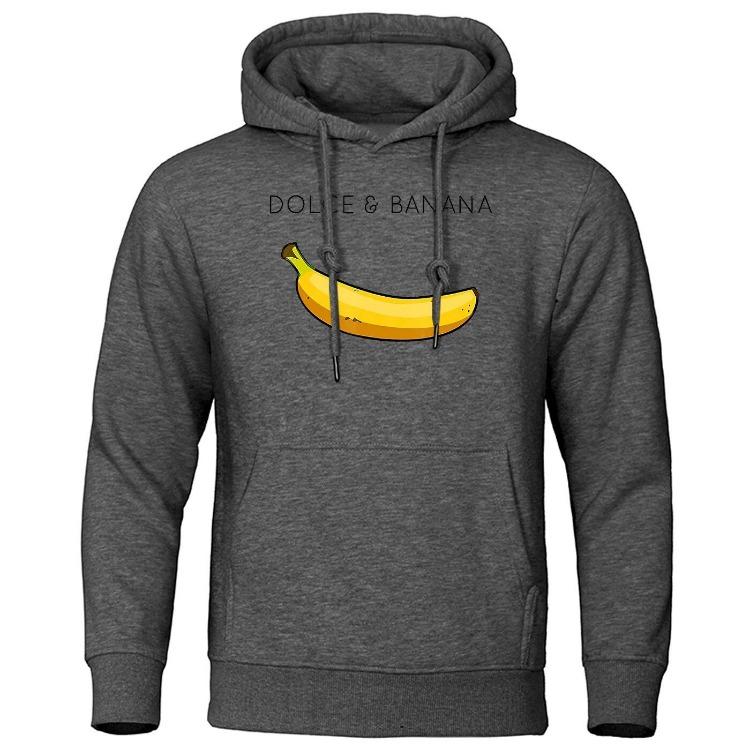 Fashion Women Hoodies Dolce Banana Printing Fleece Sweatshirt Loose Pullover Tops Warm Casual Pocket Sportswear Autumn