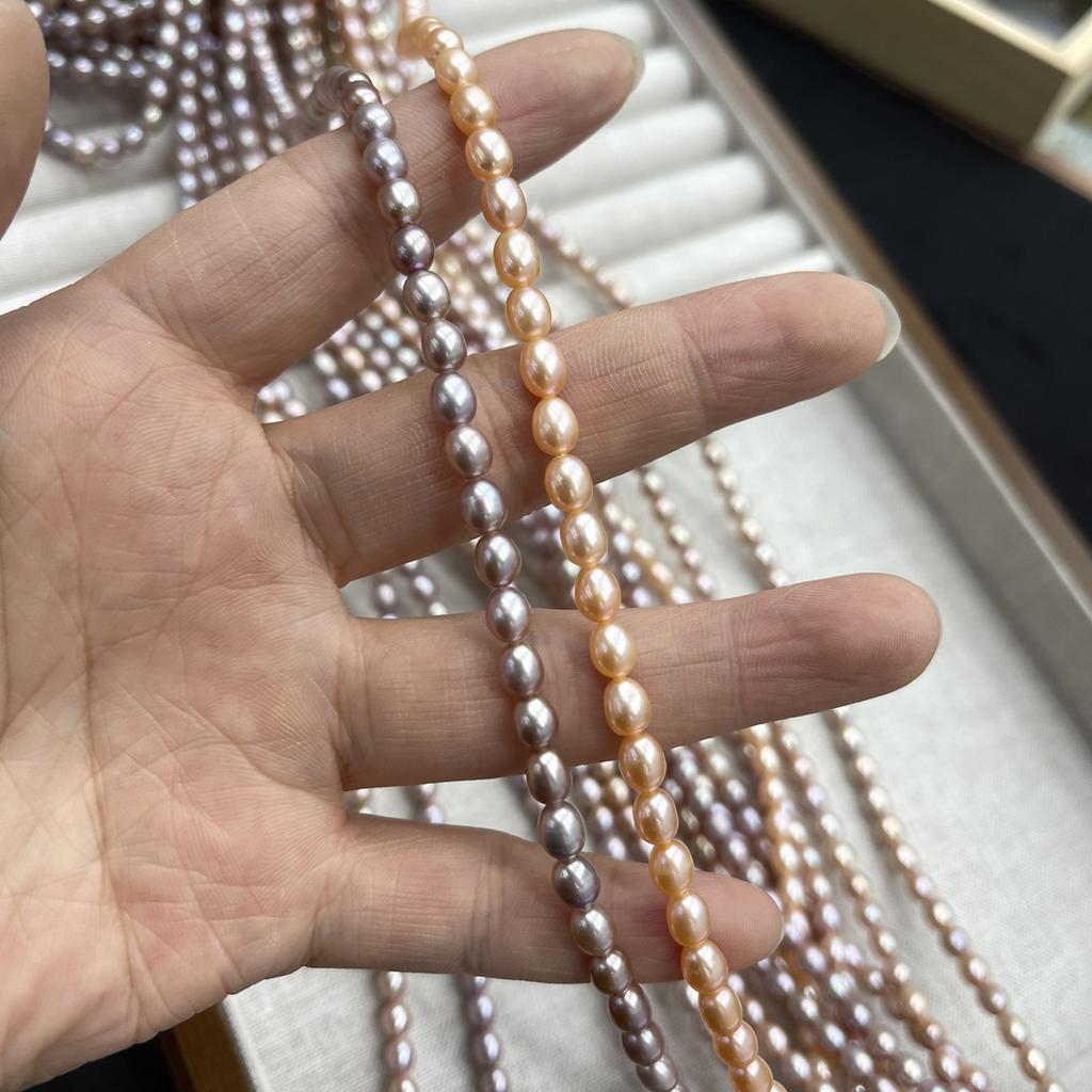 Natural Freshwater Rice Pearl Strand 36cm 4-5mm Purple/Pink Loose Pearls for DIY Jewelry Making Bracelet Necklace