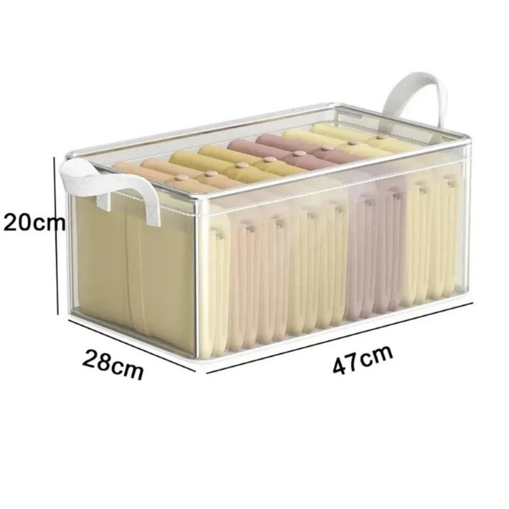 Transparent PVC Clothes Storage Basket - Waterproof Fabric Box with Stainless Steel Frame for Underwear &Closet Organization