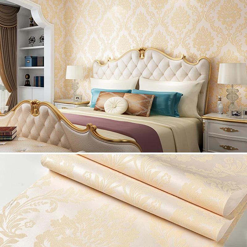 10M Luxury European Style Non-woven Wallpaper TV Background Decor Classic 3D Embossed Paper Wall Roll Wallcovering Upholstery