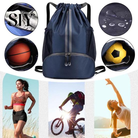 Sports Backpack Drawstring Gym Bag Soccer Basketball Organizer with Separate Shoe Compartment Large Capacity Waterproof Design
