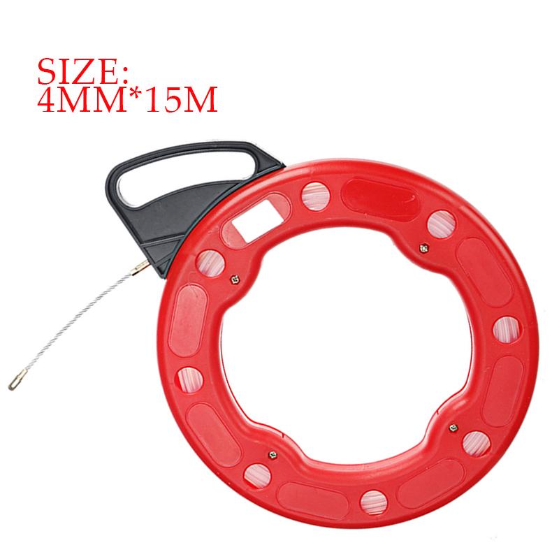 4mm 15/20/25/30m Cable Puller Fish Tape Reel Puller Fiberglass Nylon Conduit Ducting Rodder Pulling Wire Cable Fishing Tool