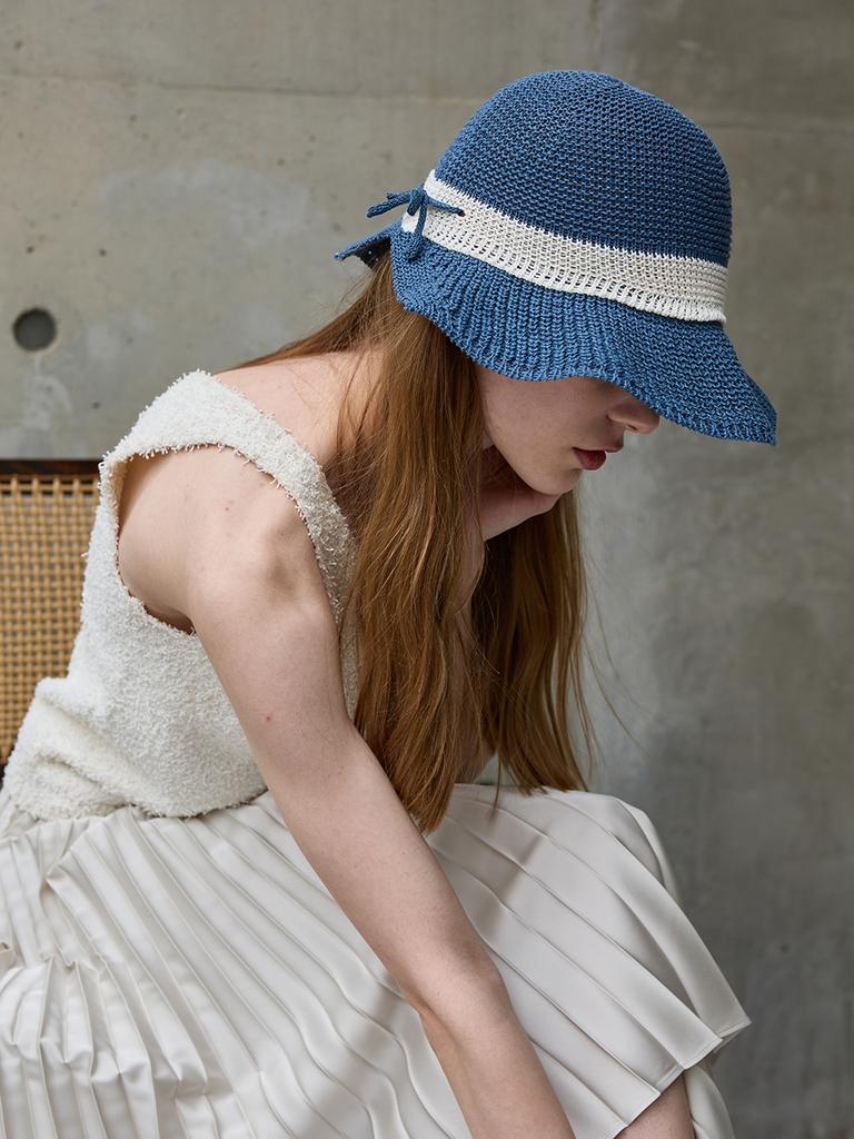 Olinkeompeulliteu Bouquet Paper Bucket Hat (Blue)
