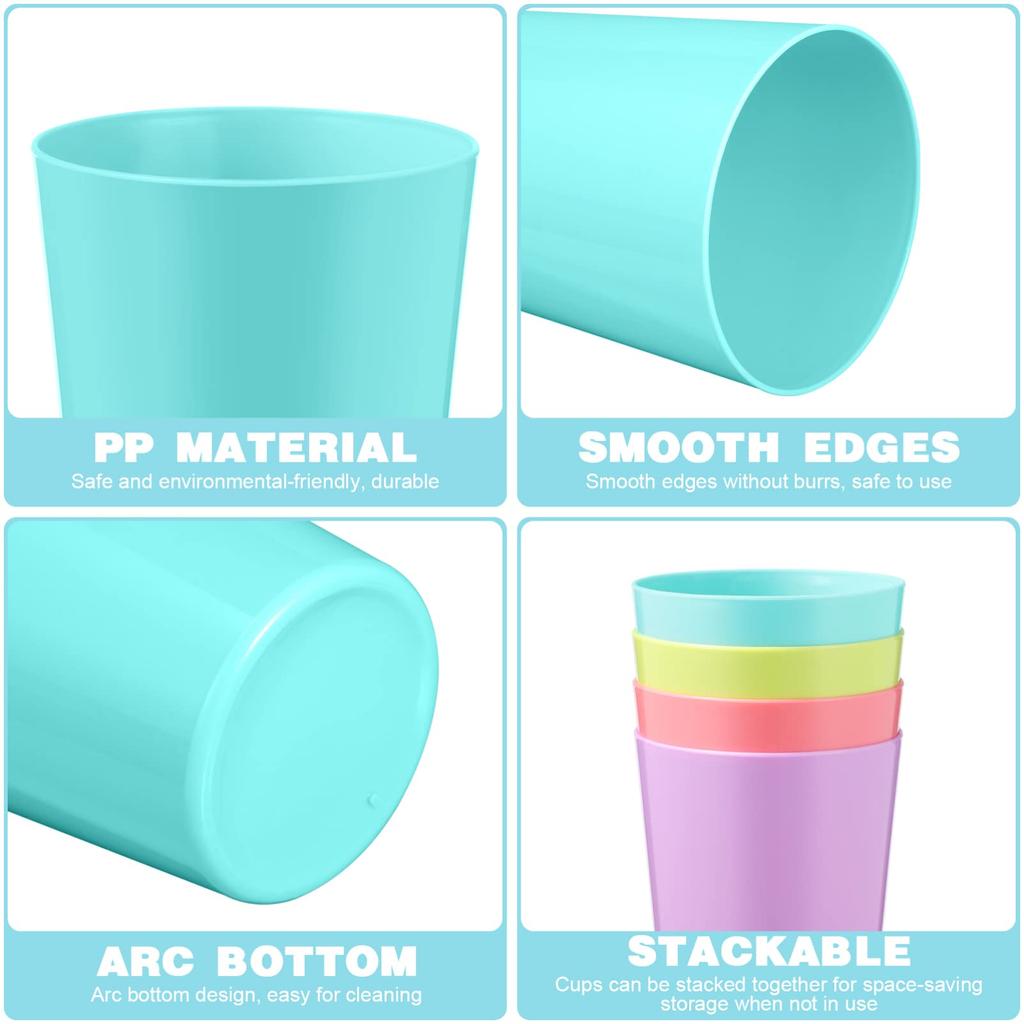 TOYMYTOY Unbreakable Plastic Cups, Multicolored, Dishwasher Safe, 500ml, Set of 8, Perfect for Kindergarten, School, and Camping