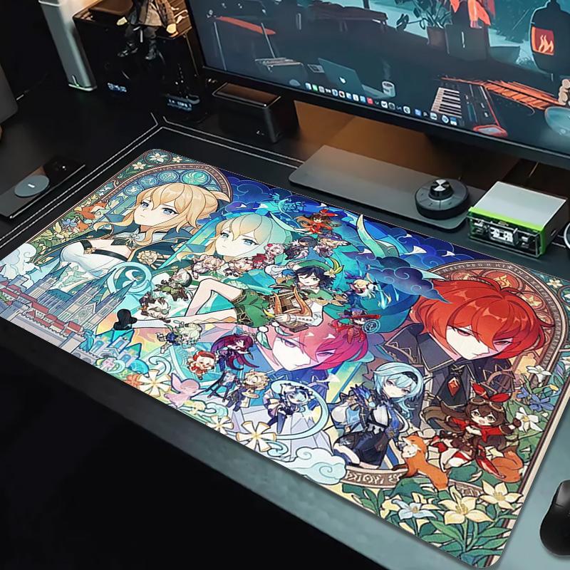 Genshin Impact Color Mouse Pad Large Gaming Table Cushion Non-slip Laptop Tablet Big Mousepad XXL Mat Mini PC Playmat With Lock edge