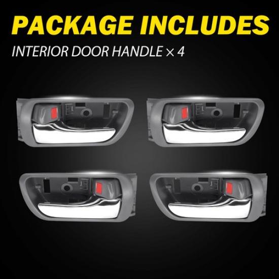 4PCS Door Handle Ide Gray Chrome Left & Right Set for 02-2006 Toyota Camry H