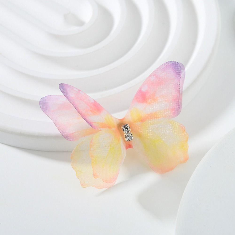 3D Organza Fabric Butterfly Appliques Gradient Color Clothes Sewing Patch  Bridal Hair Accessories