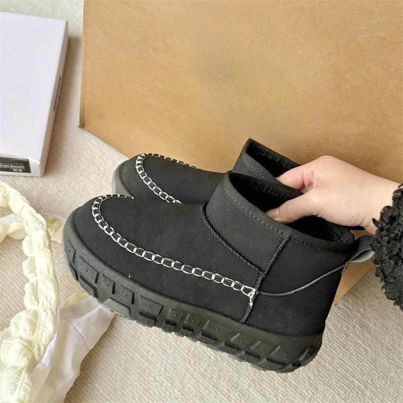 

Модные ботинки на платформе женские 2025 новые зимние короткие с флисовой подкладкой, утолщенные, универсальные, теплые и увеличивающие рост, повседневные хлопковые туфли 40 чёрный