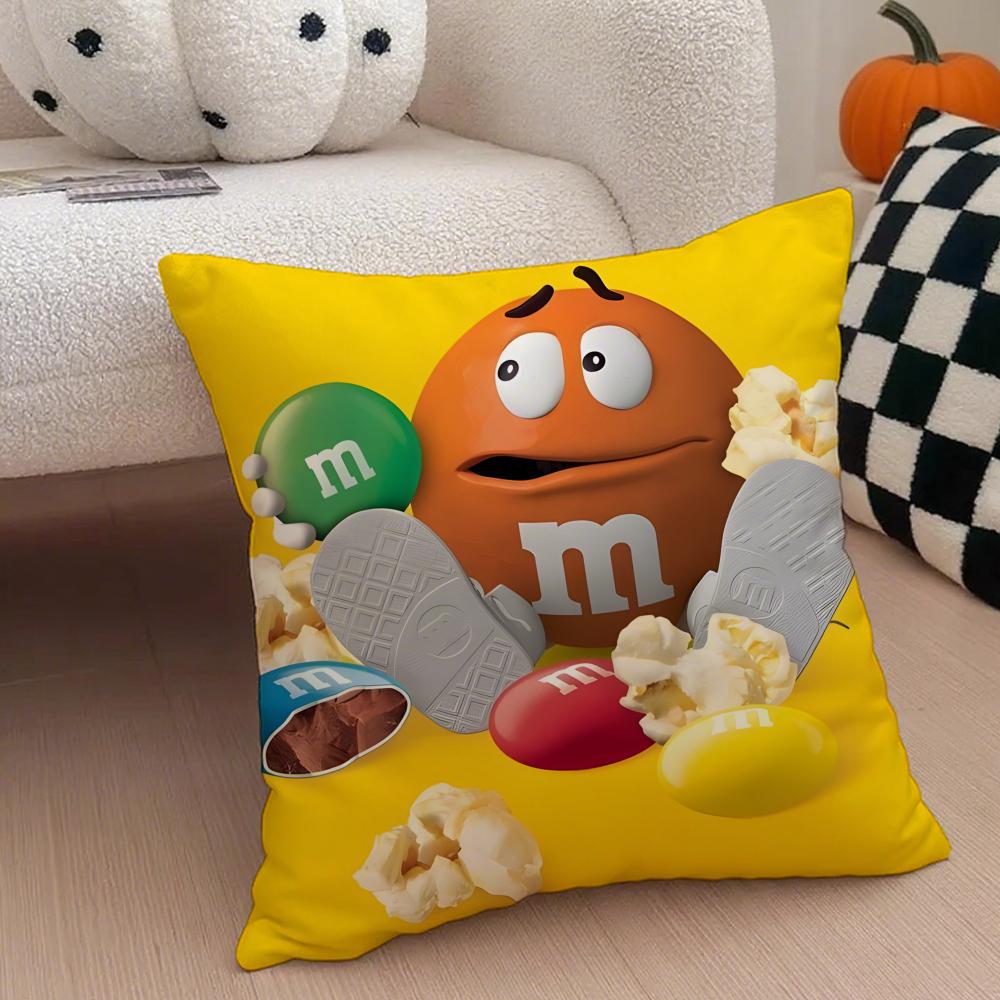 Cute Colorful American Brand MMMs Cushion Cover Throw Pillow Cover Hidden Button Durable Polyester Chair Cushion