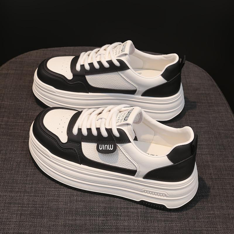 Leather thick-soled heightening little white shoes women's 2025 new autumn versatile women's shoes popular casual sports board shoes