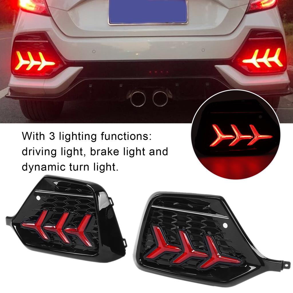 1 Pair Rear Bumper Lights Dynamic Turn Signal Replacement for Honda Civic Hatchback 2016-2020