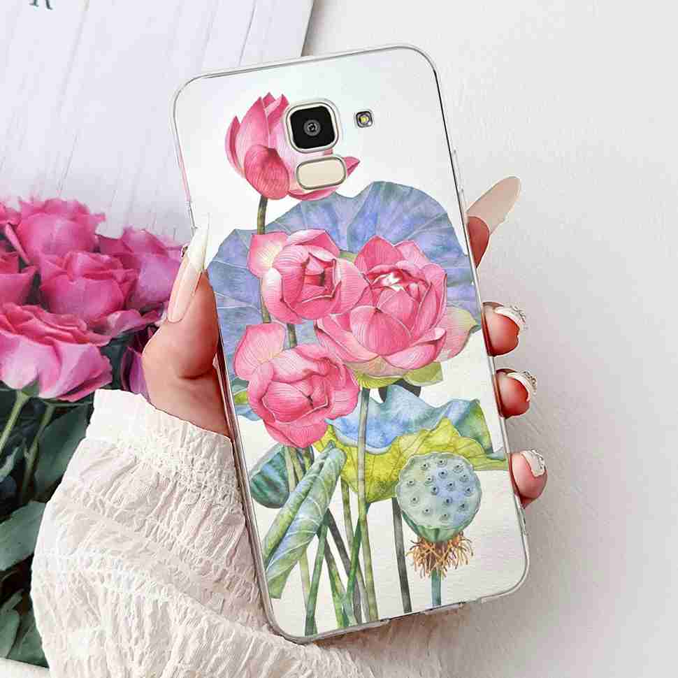 For Samsung Galaxy J6 2018 SM-J600F Case Fashion Girl New Flowers Soft Silicone TPU Cover For Samsung j6 J6 2018 Phone Shell