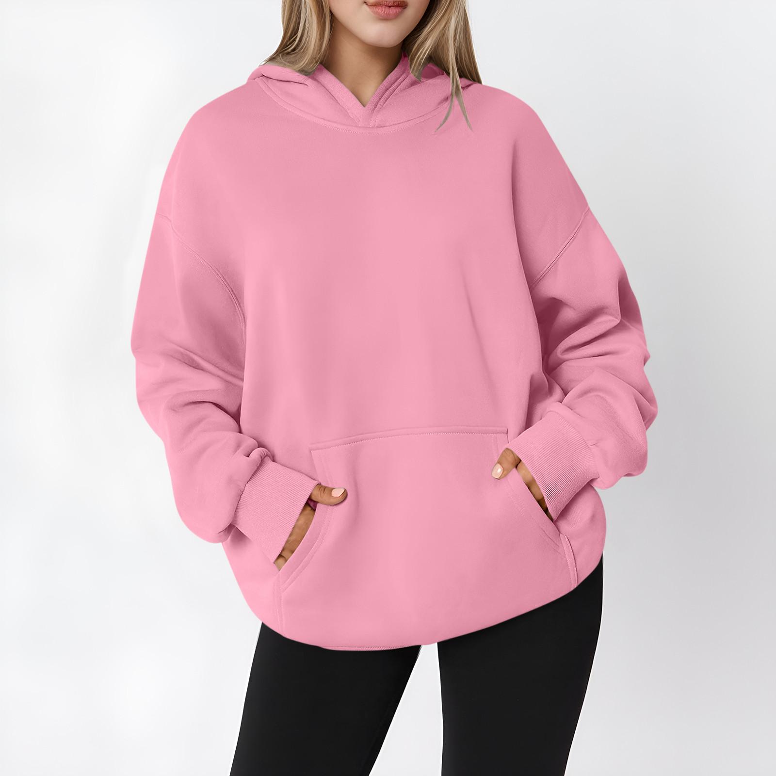 

Women s Fashion Zipper Hoodie Long Sleeve Hooded Pullover Sweatshirt Casual Solid Color Tops With Pockets M