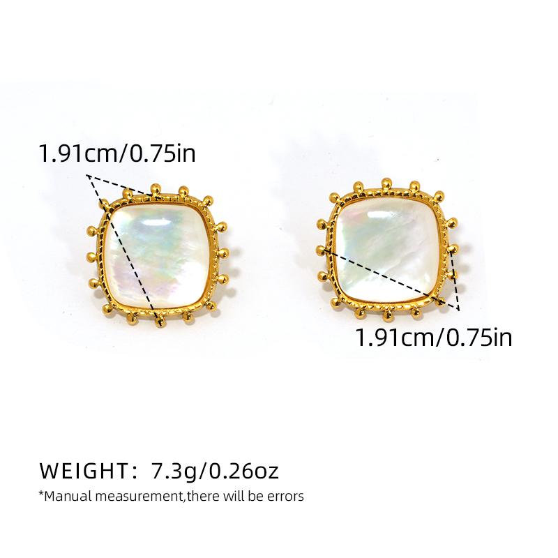 

Exquisite Geometry Design Stainless Steel Shell Earrings 18K Gold Plated Waterproof Zircon For Daily Vacation Seaside Etc