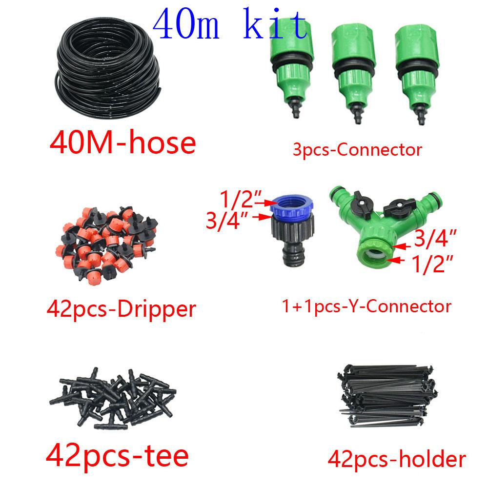 50M-5M DIY Drip Irrigation System Automatic Watering Garden Hose Micro Drip Watering Kits with Adjustable Drippers
