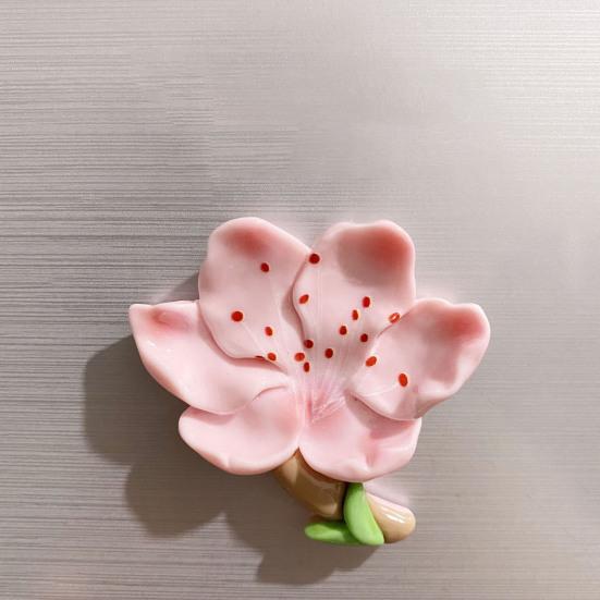 3D Cherry Blossom Refrigerator Magnet Resin Pink Flower Decorative Fridge Magnet Memo Notes Photo Holder for Home Kitchen Office