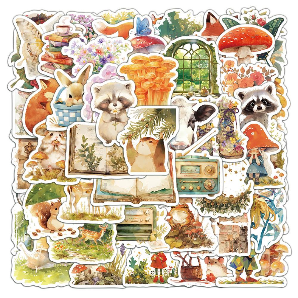 10/30/50pcs Kawaii Cartoon Fairy Tale Animal Stickers Cute Anime Style Plant Decals Notebook Water Bottle Phone Sticker Packing