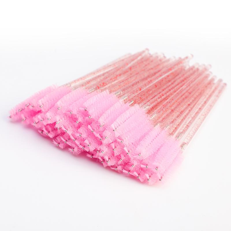 2024 Hot Sale Crystal Shine Eyelashes Mascara Brushes Private Logo Diamond Eyelashes Nylon Fan Brush Make-Up Tool
