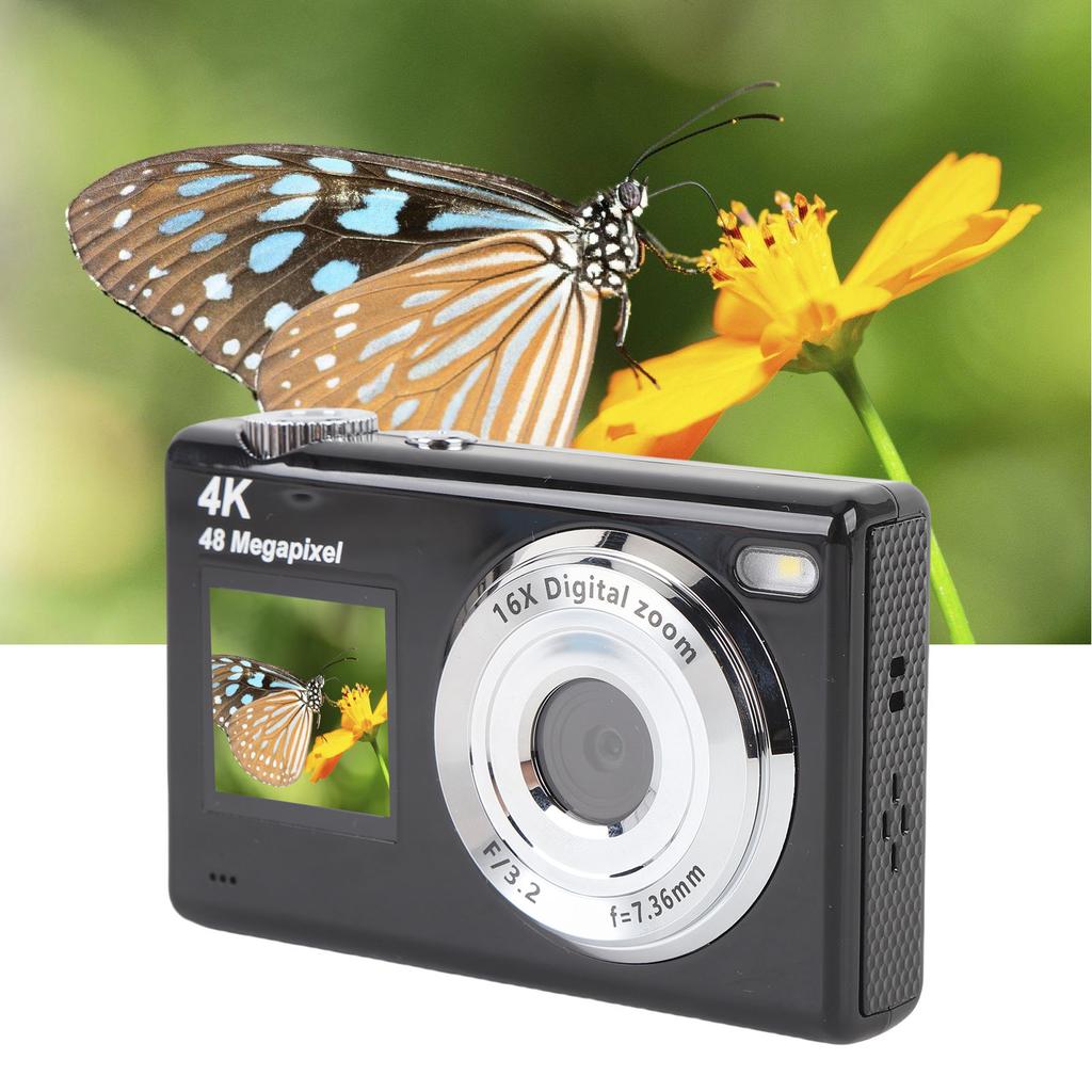 4K Digital Camera 48MP HD Dual Screen 16x Digital Zoom Auto  Selfie Camera for Photography Students Teens