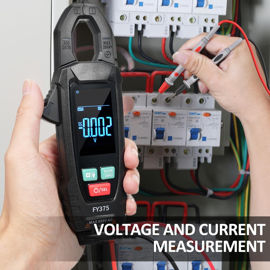 FY375 Clamp Meter with LCD Display Multifunctional Digital Clamp Meter 5999 Counts NCV Test Universal Meter Tester AC