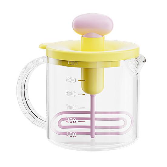 Press Egg Beater, Manual Push Down Mixer for Baking, 500ml Measuring Cup with Whisk, Multifunctional Stirrer for Pancake Milk