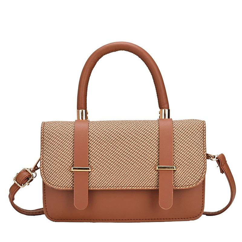 Fashion Commuting Small Square Bag for Women Korean Style Patchwork Buckle Crossbody Bags Textured Versatile One Shoulder Pack
