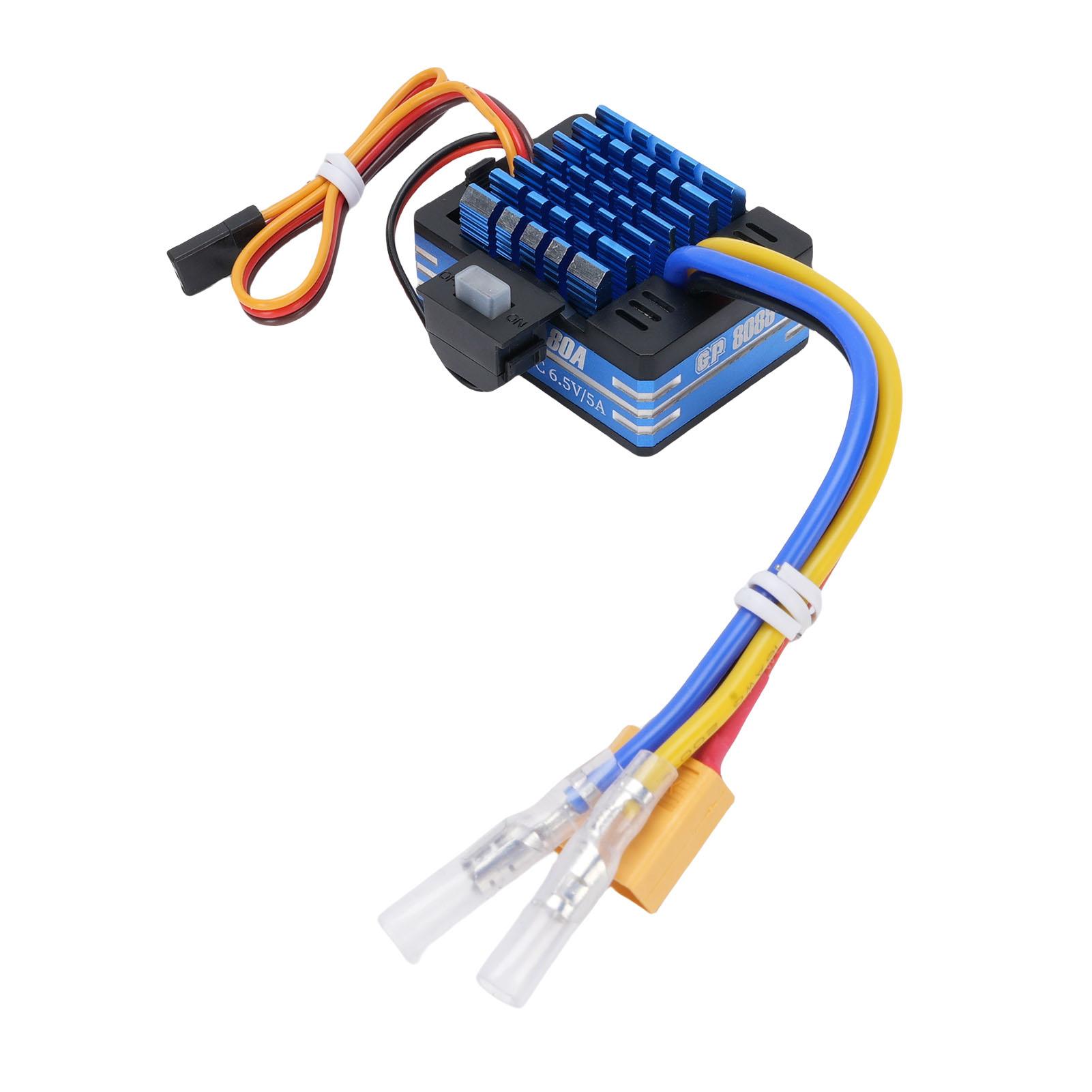 

80A Колекторний ESC Водонепроникний Електронний Регулятор Швидкості T-роз єм XT60-роз єм для 1 10 RC Автомобіля RC Човна Двигуни 540 550 750 Blue синій