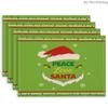 4pcs Santa Hat Place Mats Suitable for Christmas Table Decorations, Rectangular Suitable for Holiday Parties, Hand Washable Table Protectors with Sant