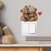 Couple Love Bears Heart Switch Sticker Self-Adhesive Removable Wall Sticker for Living Room Bedroom Hallway Home Decor Art