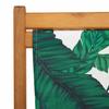 Folding Beach Chair with Leaf Pattern Solid Eucalyptus Wood Frame and Fabric