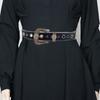 Women Large Eyelet Belt for Jeans Skirt Bead Trim PU Leather Belt Subculture Pants Belt  Girl Clothing Waist Decors