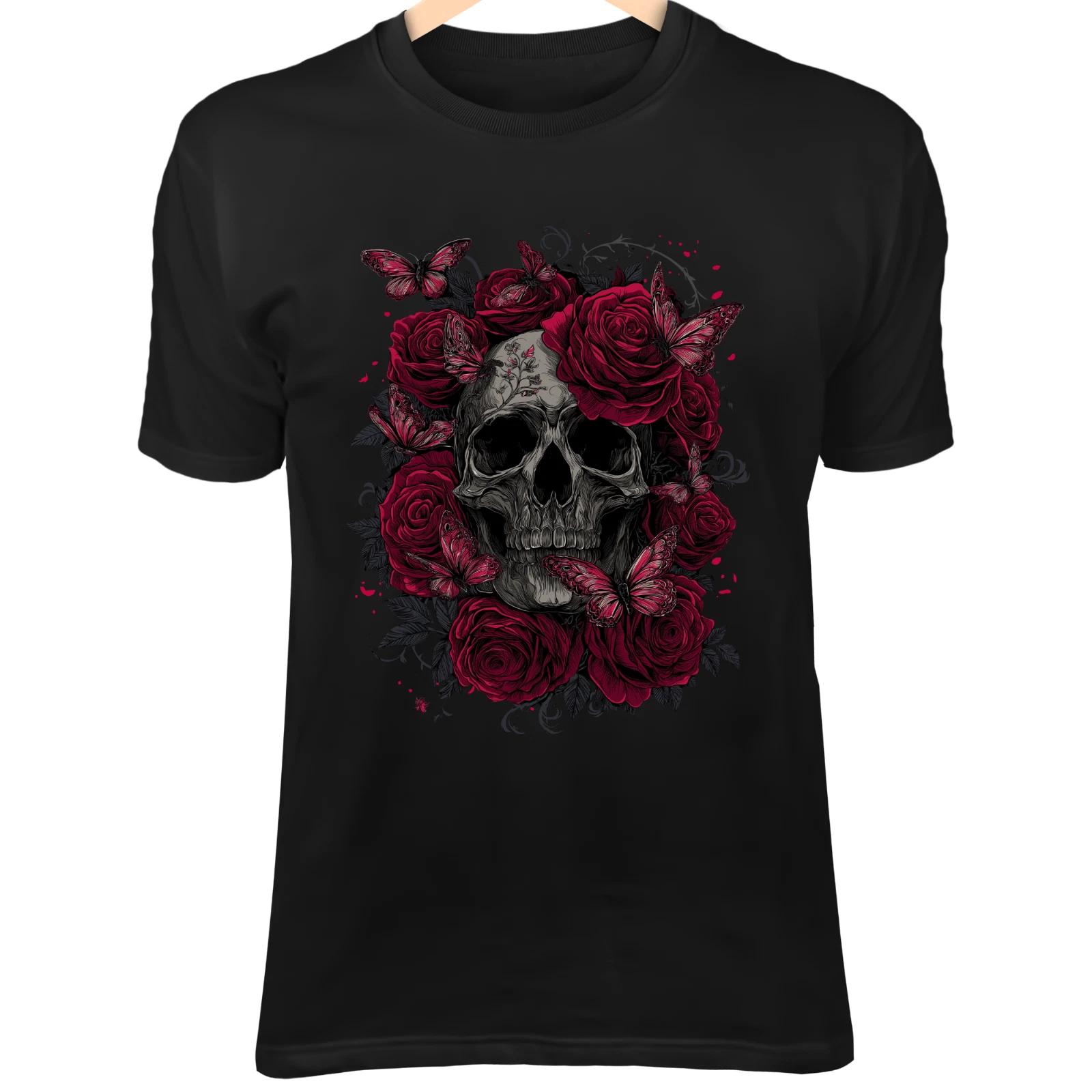 Gothic Rose Skull - Crimson Roses, Glowing Butterflies & Dark Fantasy Romance 2XL