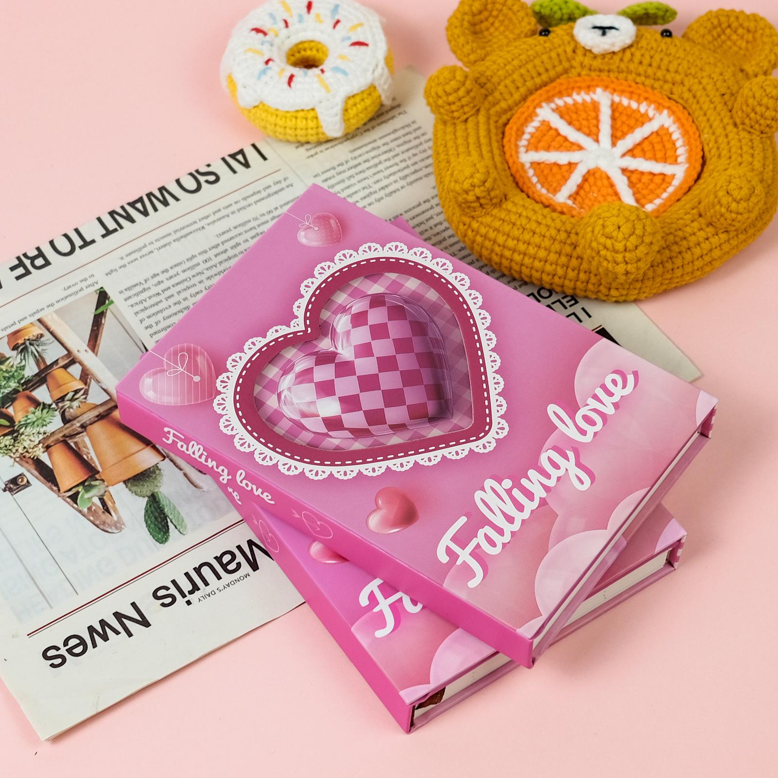 Pink Heart Checkered Notebook - Girly Design for Students