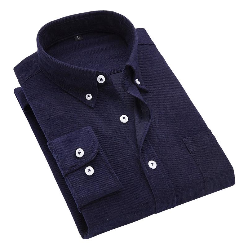 Herren Slim Fit Cordhemd - Einfarbig, Langarm, Große Größe, Lässig Business, Japanischer & Koreanischer Stil, Frühling/Herbst Trend