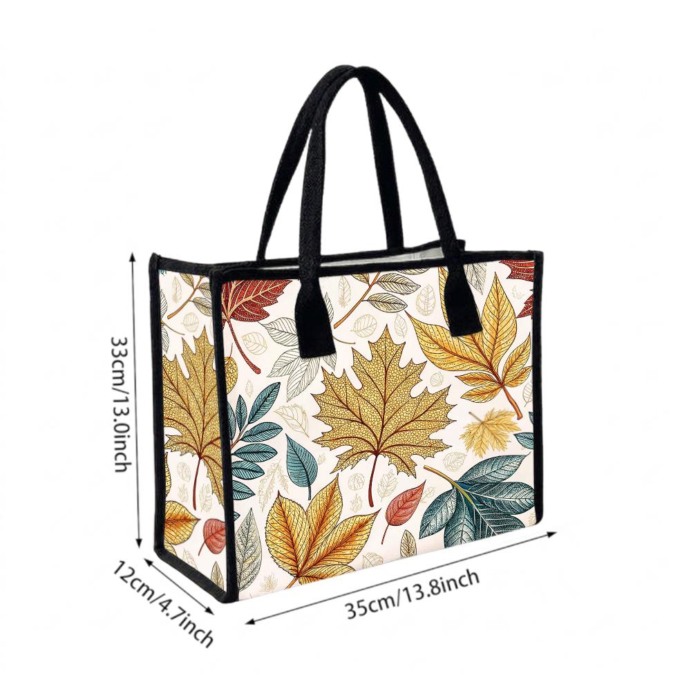 Autumn Leaves Pattern Tote Bag Casual Daily Handbag Portable Fashion Outdoor Shoulder Bag For Women