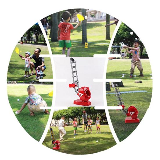 Kids Auto Baseball Pitching Machine Set Adjustable Angles Height Auto-Launch Practice Toy