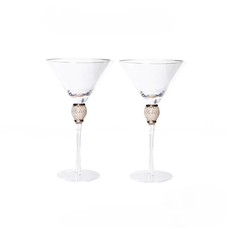 Crystal Wine Glass Extreme Luxury Wedding Party Glassware Drink Red Wine Goblet With Gold Rim Diamond Cocktail ChampagneCup