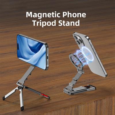 Foldable Magnetic Phone Holder Desktop Lazy Tripod Cell Phone Stand For Magsafe iPhone 16 15 14 13 12 Pro Max Smartphone Bracket