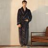 Men's Shawl Collar Robes Full Length Fleece Plush Bathrobes Soft Spa House Coat with Pockets Fluffy Spa Robes Winter Warm Flannel Long Robe for Men