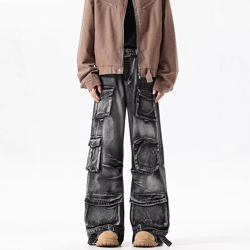American High Street Vintage Workwear Wide-Leg Jeans Unisex Summer New Loose Straight-Leg Drapey Pants