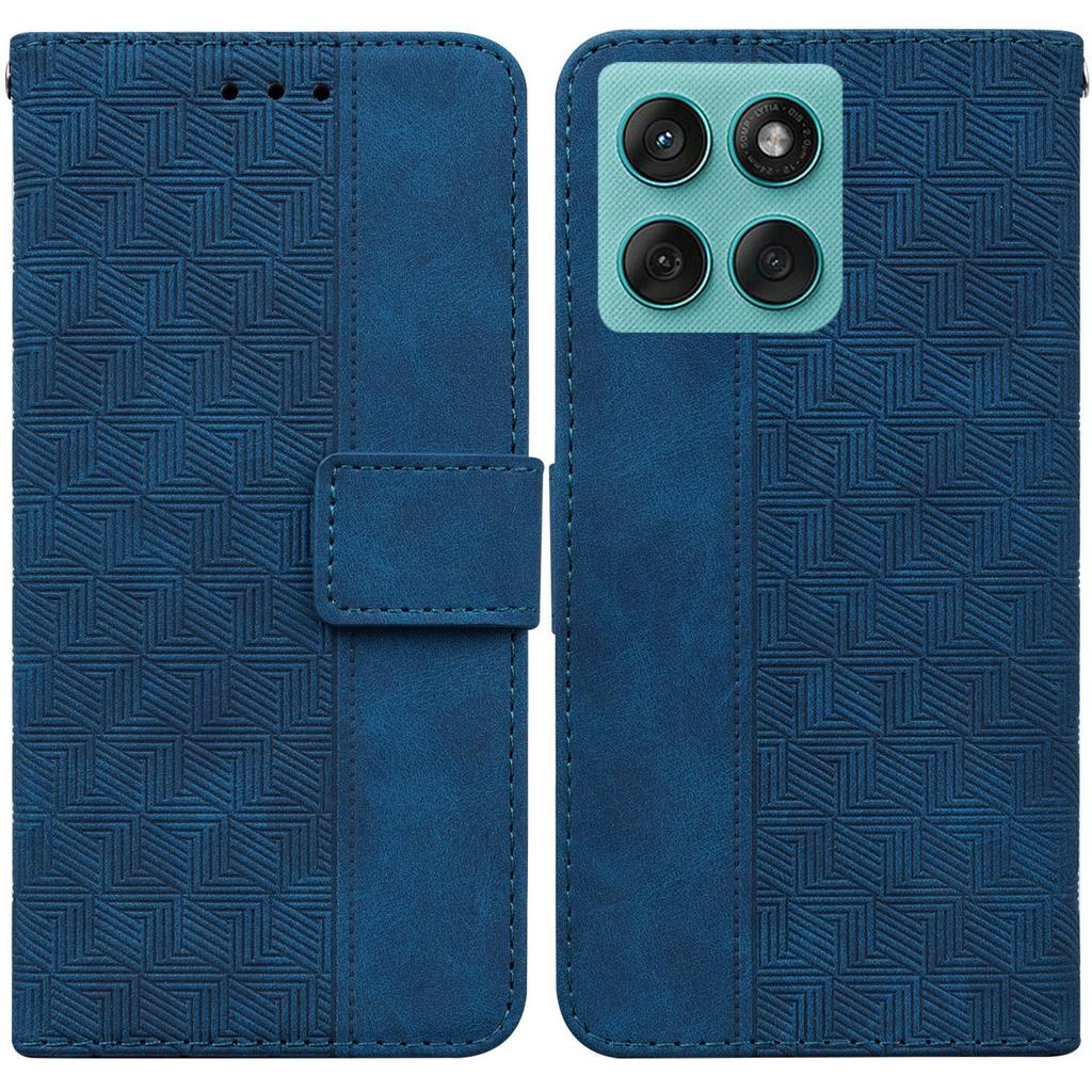 For Motorola Edge 60 5G/60 Fusion 5G Case Geometry Pattern Leather Wallet Phone Cover with Wrist Strap