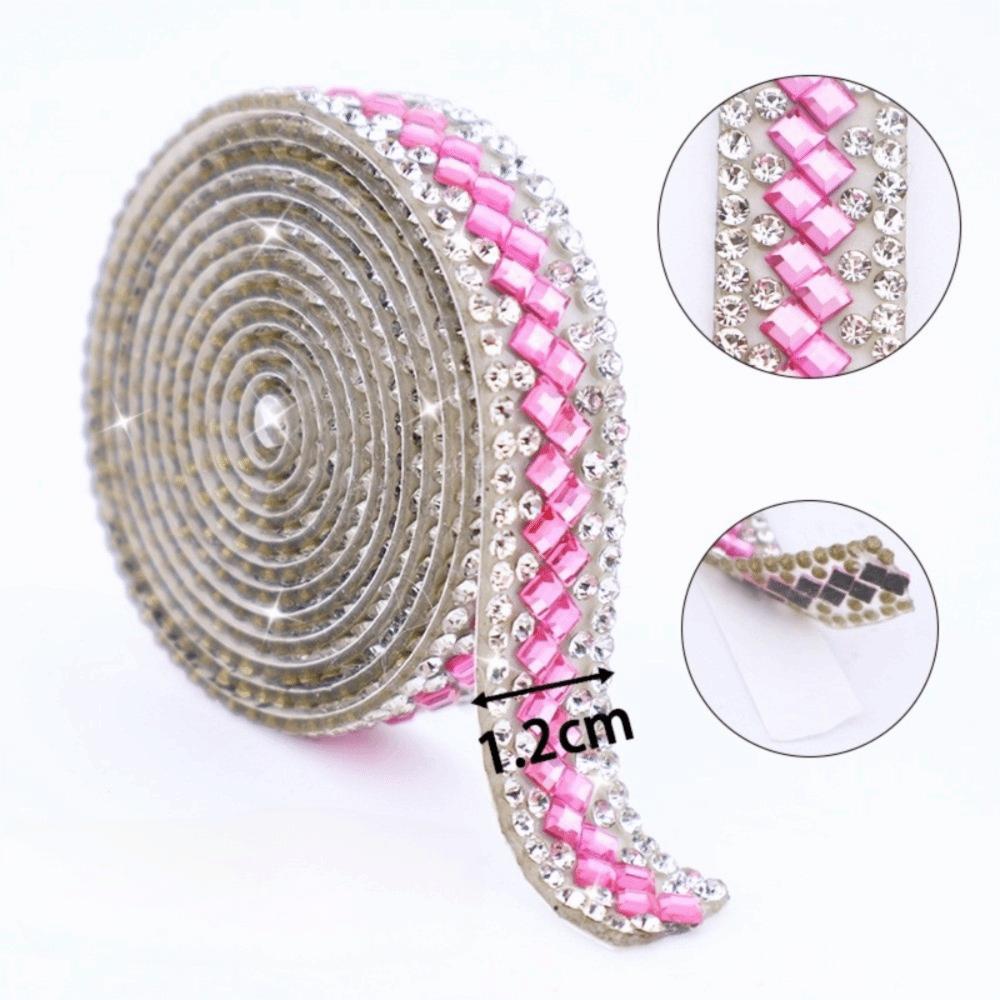 3 Yards Self Adhesive Glass Rhinestone Flexible Sparkling Rhinestone Strip Shiny DIY Decoration Apparel Accessory Clothing Decor