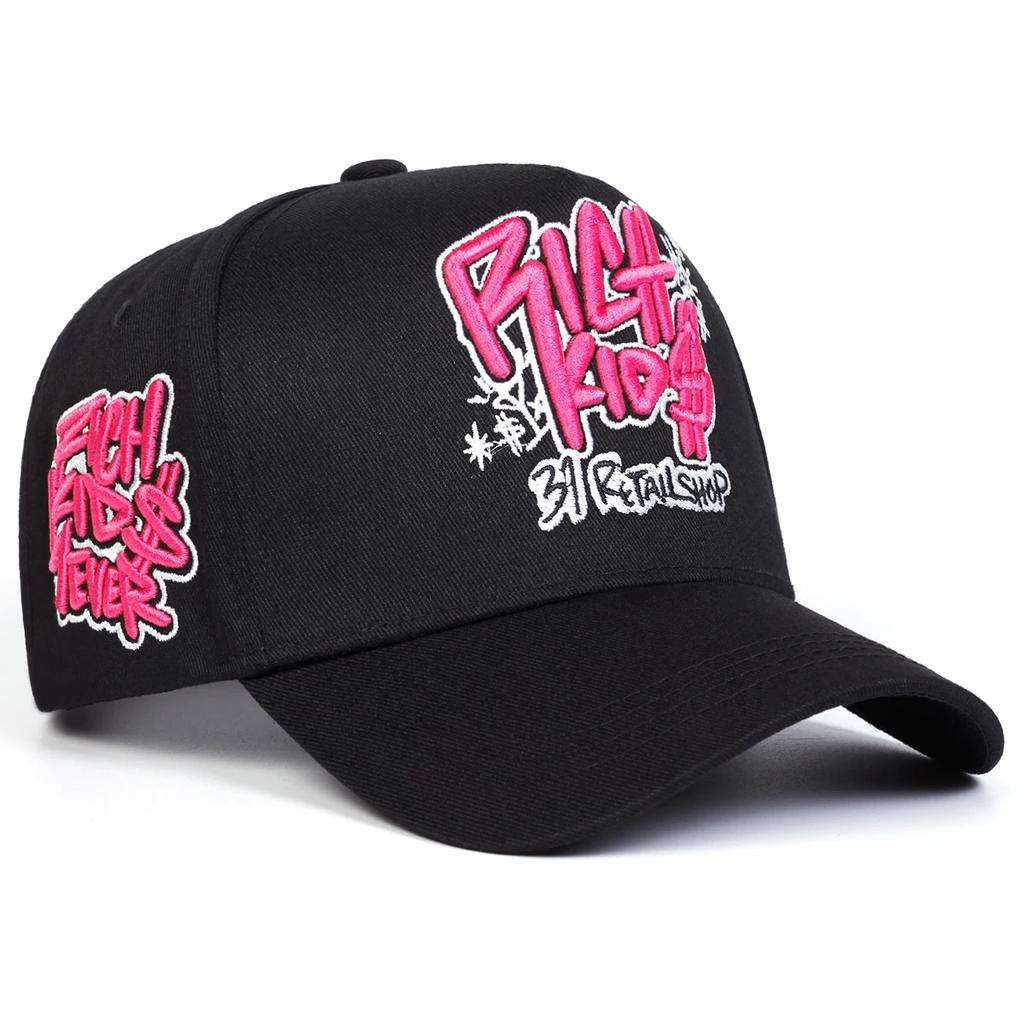 Unisex RICH KIOS Letter Embroidery Baseball Caps Outdoor Adjustable Spring and Autumn Casual Sunscreen Hat