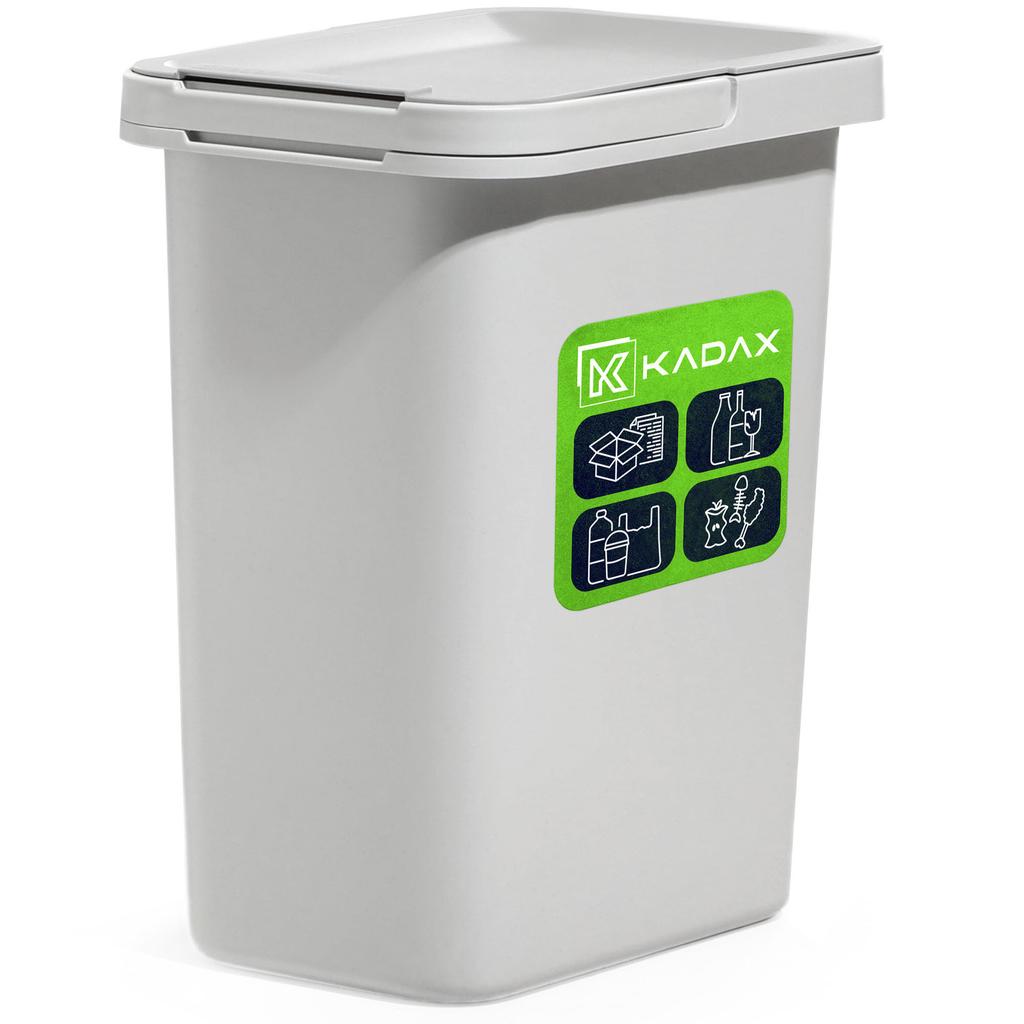 KADAX Hanging Trash Can 12L Gray Container for Sorting with Handle