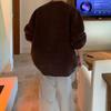 Basic Vintage Turn-down Collar Sweaters Men's Clothing Solid Color Autumn Winter Loose Casual Single-breasted Knitted Cardigan