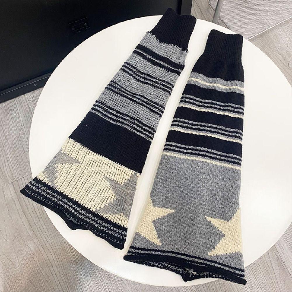 Pink Brown Star Leg Warmers Knitted Gothic Y2K Stockings  Hot Girl Accessories