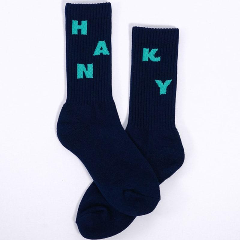 HANKY ALPHABET CREW SOCKS [Navy-Green]