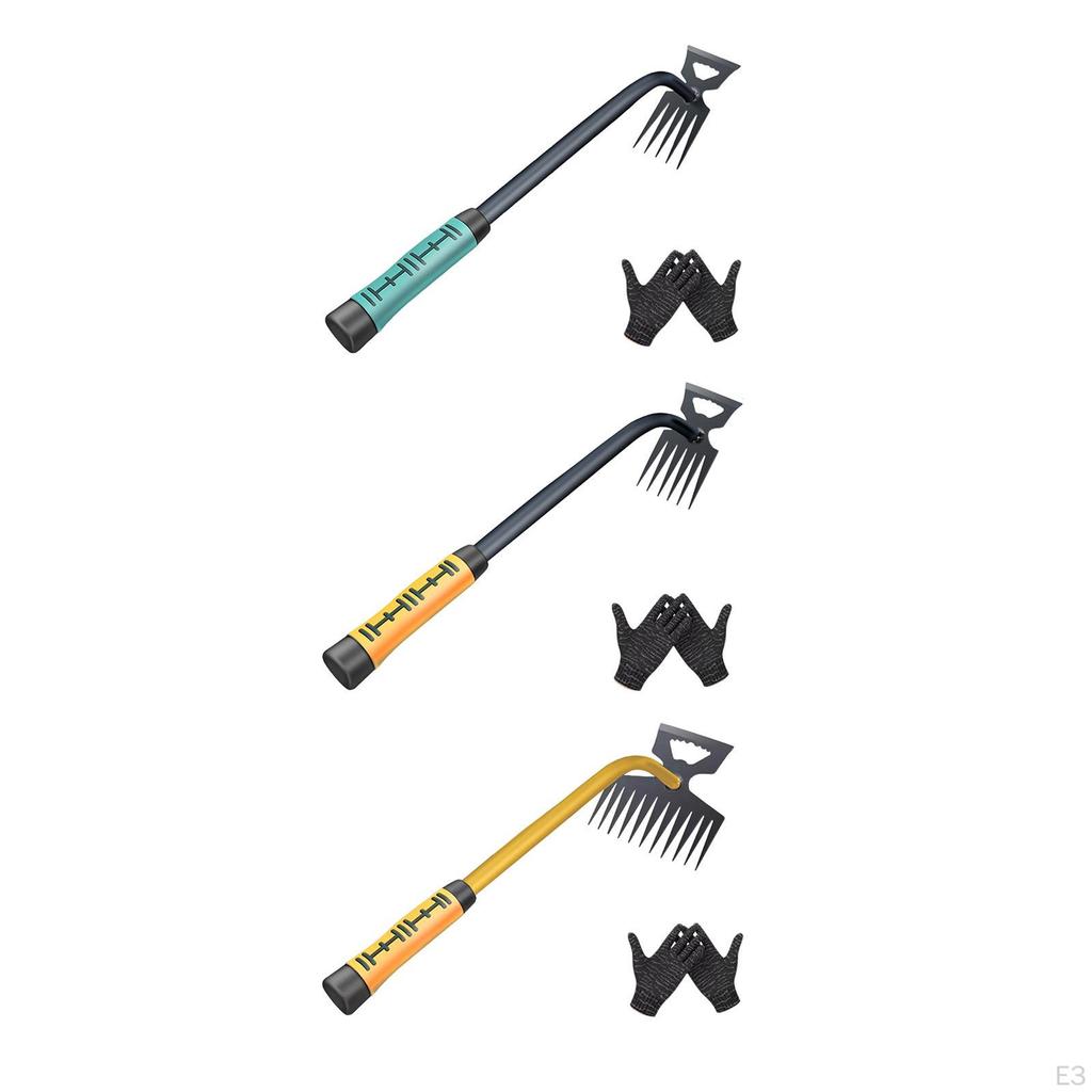 Hoe and Cultivator Manual Sturdy 2 In 1 Hand Tiller for Weeding Lawn Tilling 5 Tines